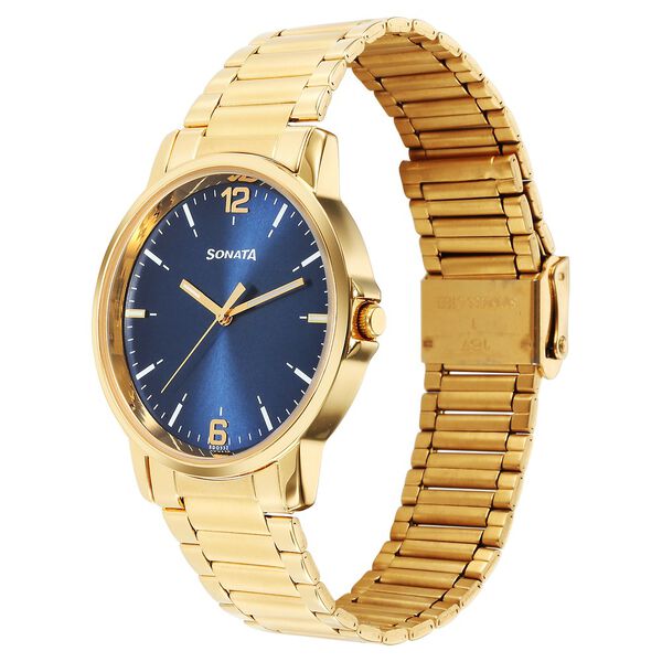 Sonata Traditional Essentials Quartz Analog Blue Dial Stainless Steel Strap Watch for Men - image number 1
