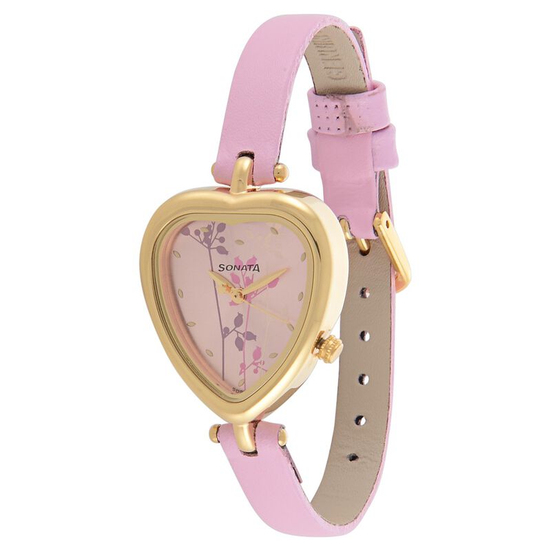 Sonata Quartz Analog Pink Dial Leather Strap Watch for Women - image number 1