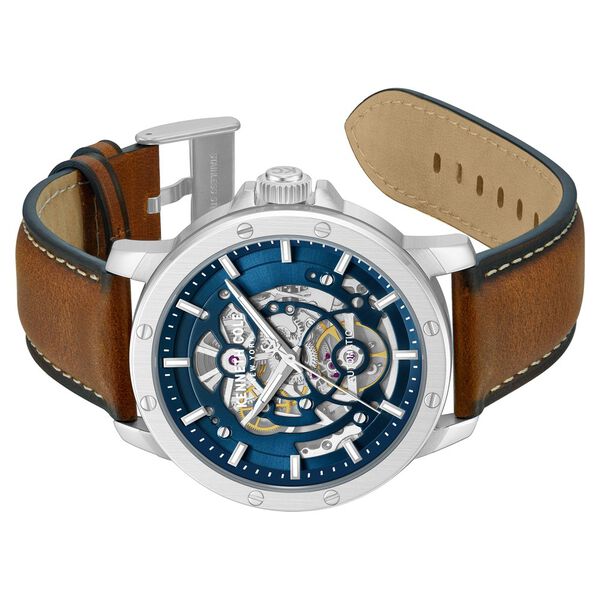 Kenneth Cole Automatic Blue Dial Brown Leather Strap Watch For Men - image number 2