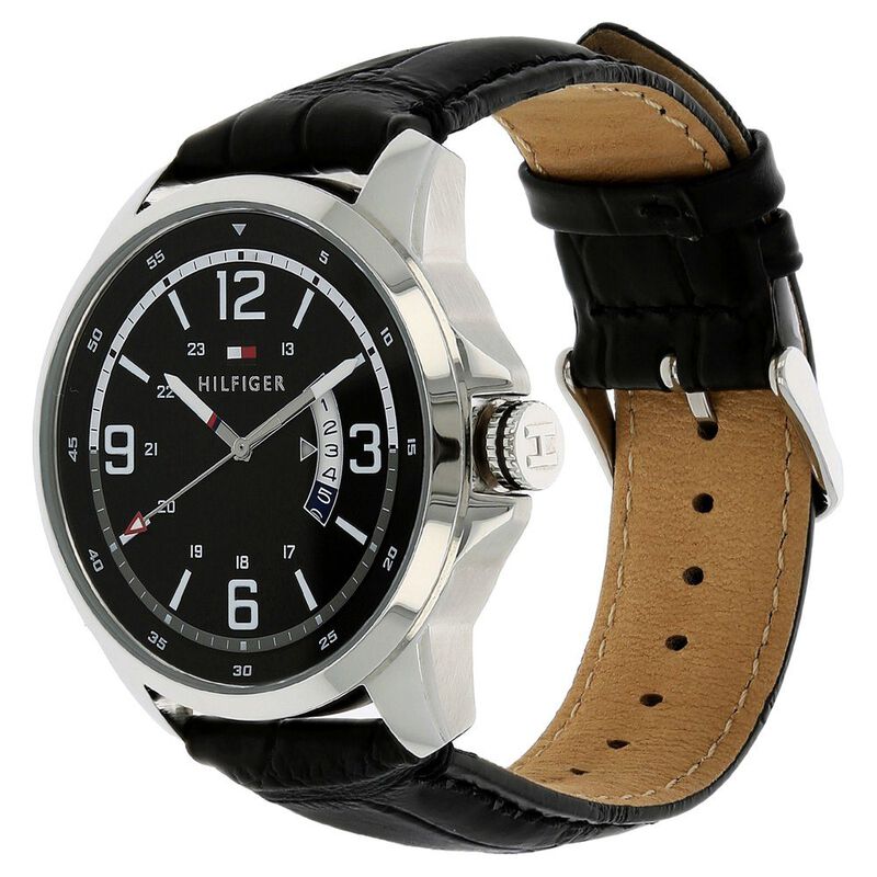 Tommy Hilfiger Quartz Analog Black Dial Leather Strap Watch for Men - image number 1