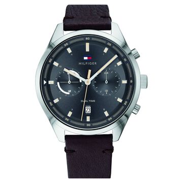 Tommy Hilfiger Quartz Multifunction Grey Dial Leather Strap Watch for Men