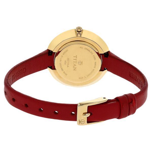 Titan Quartz Analog Golden Dial Leather Strap Watch for Women - image number 3