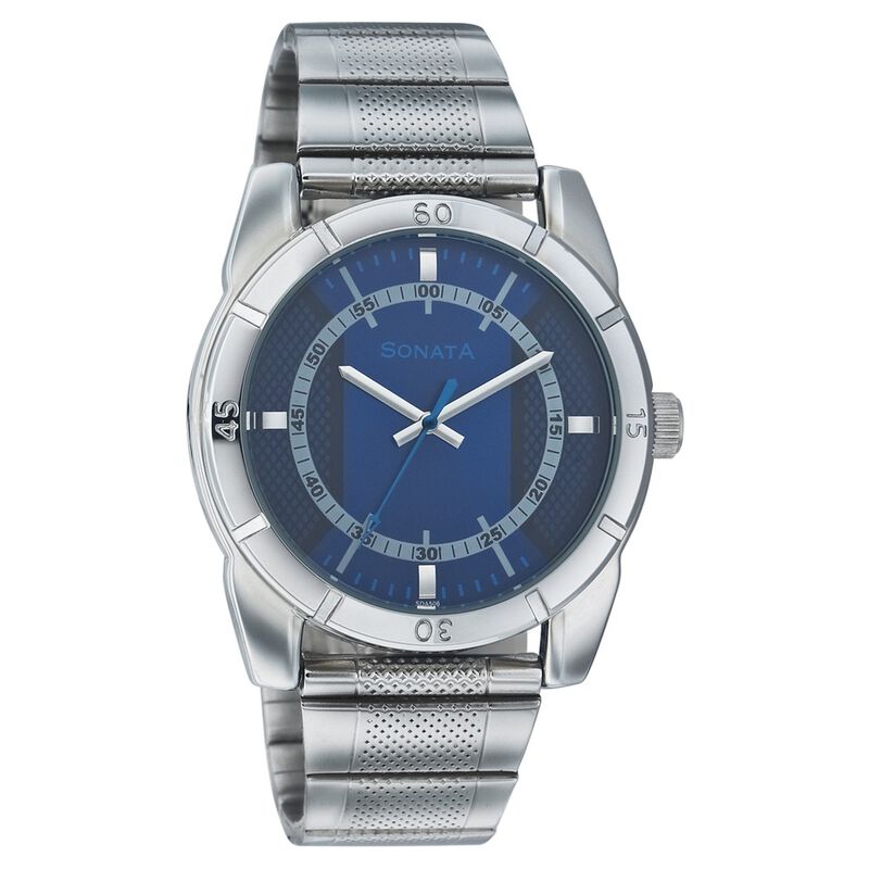 Sonata Quartz Analog Blue Dial Strap Watch for Men