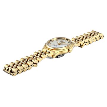 Roamer Cassandra Diamond Quartz Analog Mother of Pearl Dial Golden Stainless Steel Strap Watch For Women