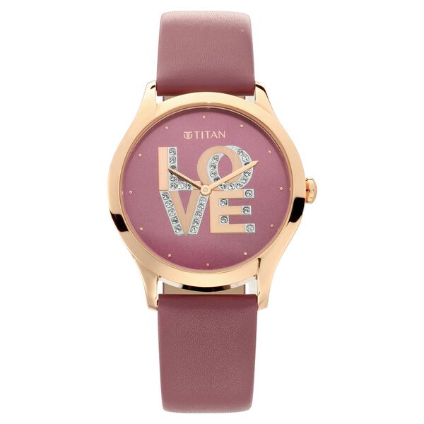 Titan Self Expression Purple Dial Analog Leather Strap watch for Women - image number 1