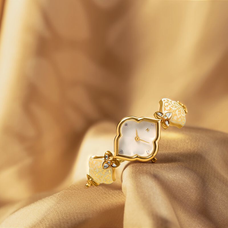 Titan Nebula Deccan Treasures Quartz Analog 18 Karat Solid Gold Watch for Women