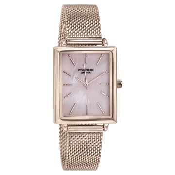 Sonata Poze Quartz Analog Pink Mother Of Pearl Dial Rose Gold Color Stainless Steel Strap Watch For Women