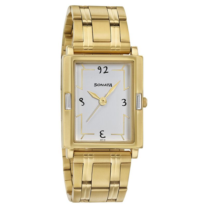 Sonata Quartz Analog White Dial Stainless Steel Strap Watch for Men