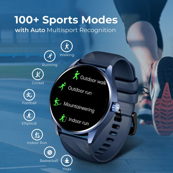 Titan Crest with 3.63 cm AMOLED Display with AOD, Functional Crown, BT Calling, Premium Smartwatch with Black Strap - image number 6