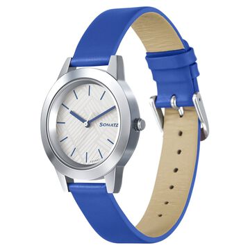 Sonata Splash White Dial Women Watch With Leather Strap