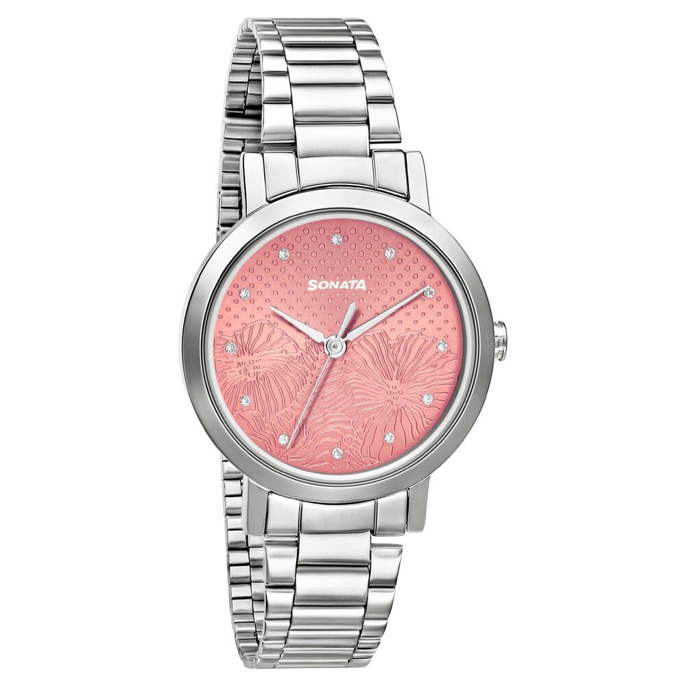 Sonata Linnea Pink Dial Women Watch With Stainless Steel Strap-image-9