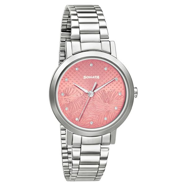 Sonata Linnea Pink Dial Women Watch With Stainless Steel Strap - image number 0