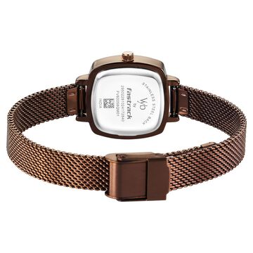 Vyb Seeker By Fastrack Quartz Analog Brown Dial Metal Strap Watch For Girls
