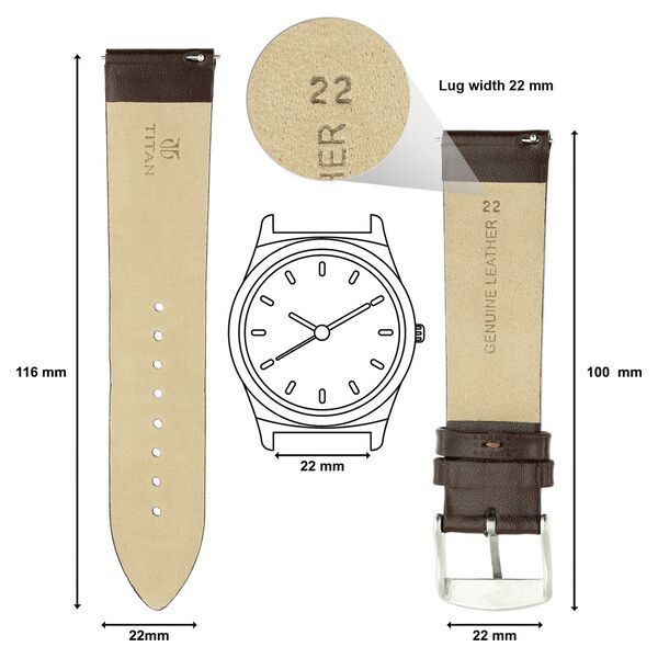 22 mm Brown Genuine Leather Strap for Men - image number 1