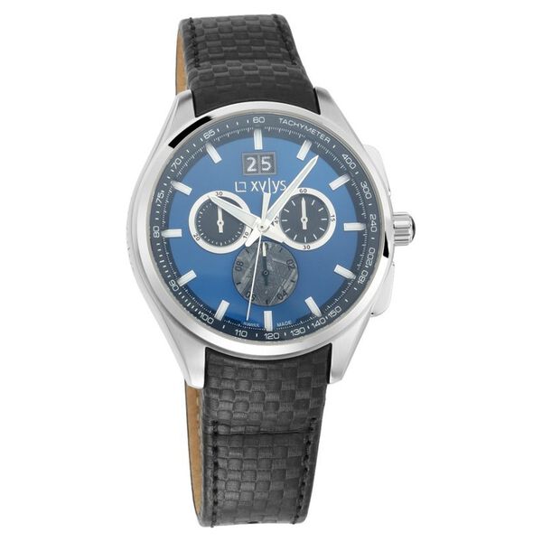 Xylys Swiss Chronograph Black Leather Strap and Blue Dial Watch For Men - image number 0