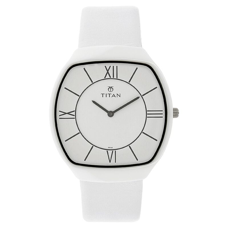 Titan Analog White Dial Leather Strap watch for Men