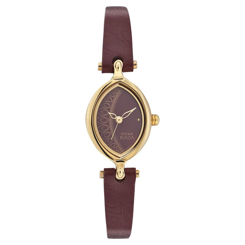 Titan Quartz Analog Maroon Dial Watch for Women