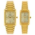 Titan Quartz Analog with Date Champagne Dial Stainless Steel Strap Watch for Couple - image number 0