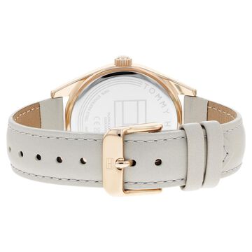 Tommy Hilfiger Quartz Analog with Date Silver Dial Leather Strap Watch for Women