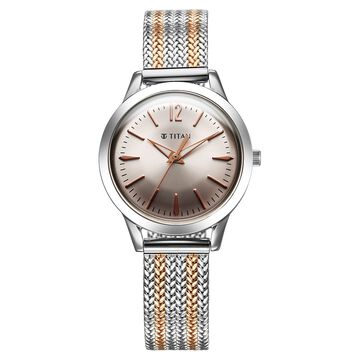 Titan Titan Timeless Urban Quartz Analog Pink Dial Metal Strap Watch For Women