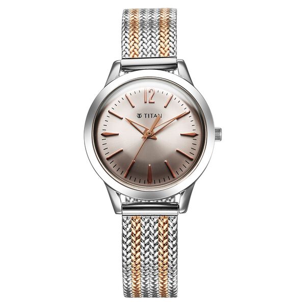 Titan Titan Timeless Urban Quartz Analog Pink Dial Metal Strap Watch For Women - image number 0