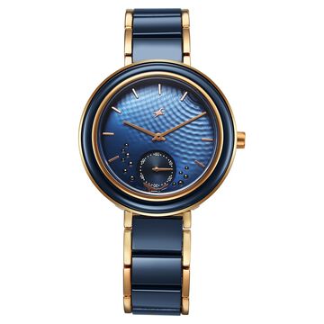 Fastrack Oceanyx - Ceramic Quartz Analog Blue Dial Two Toned Strap Watch For Girls