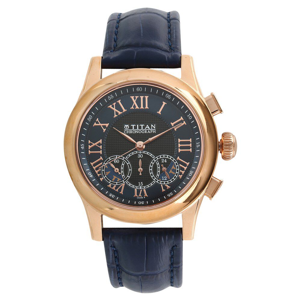 Buy Online Titan Chrono Classic Brown Dial Chrono Leather Strap watch for Men 1562wl03 Titan