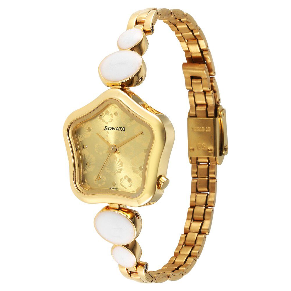 Buy Online Sonata Utsav Champagne Dial Watch for Women ns8185ym04 Titan