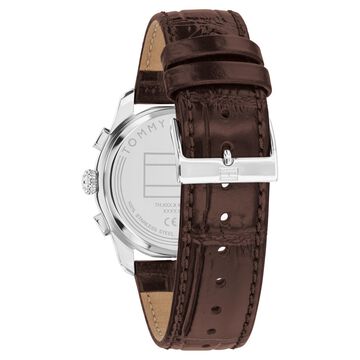 Tommy Hilfiger Quartz Multifunction Black Dial Brown Leather Strap Watch For Men