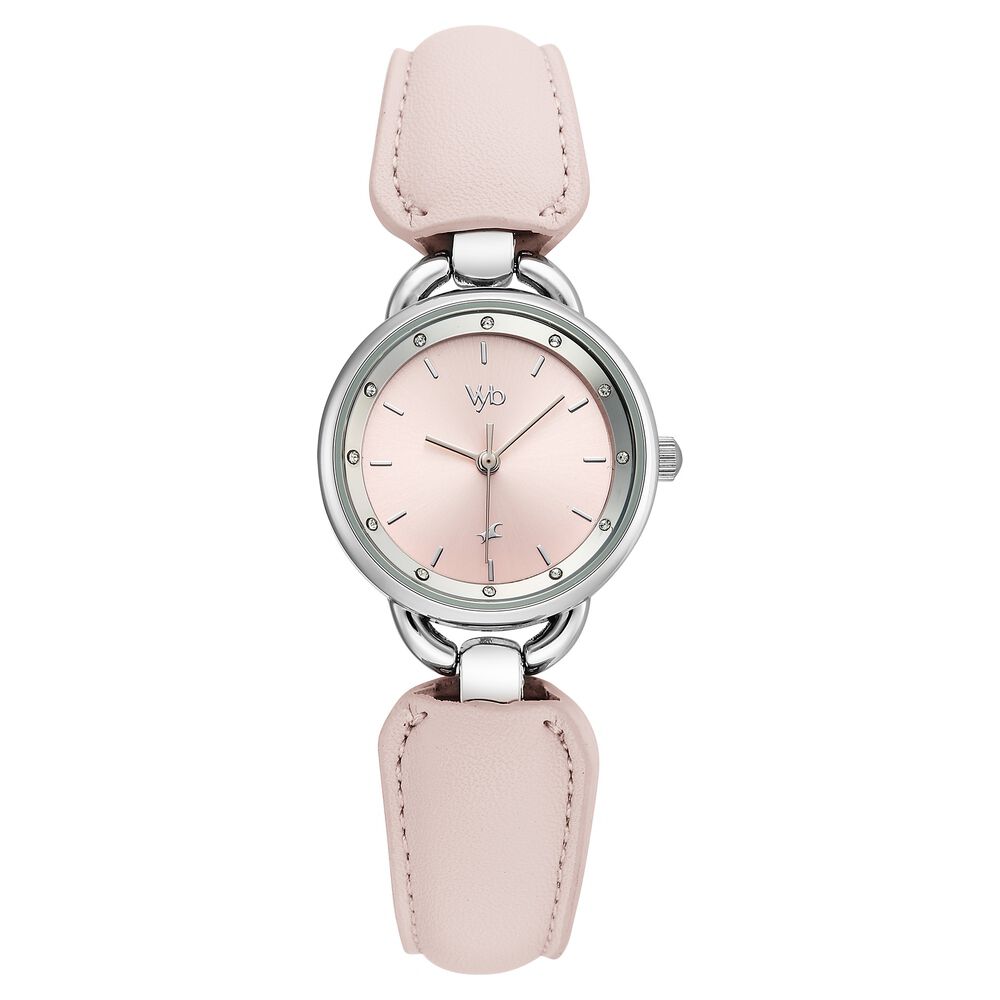Vyb Muse By Fastrack Quartz Analog Pink Dial Silver PU Leather & Metal Strap Watch For Girls-image-35