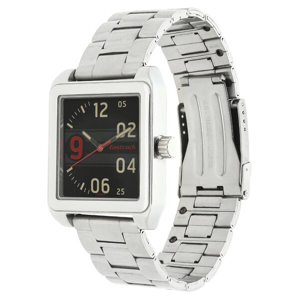 Fastrack Bare Basics Quartz Analog Black Dial Stainless Steel Strap Watch for Guys - image number 1