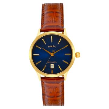 Titan Nebula Abhiyant 18k Gold Hand-Wound Mechanical Analog with Exhibition Caseback Leather Strap Watch for Men