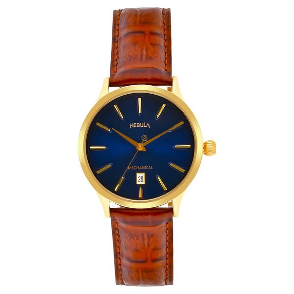 Titan Nebula Abhiyant 18k Gold Hand-Wound Mechanical Analog with Exhibition Caseback Leather Strap Watch for Men - image number 0
