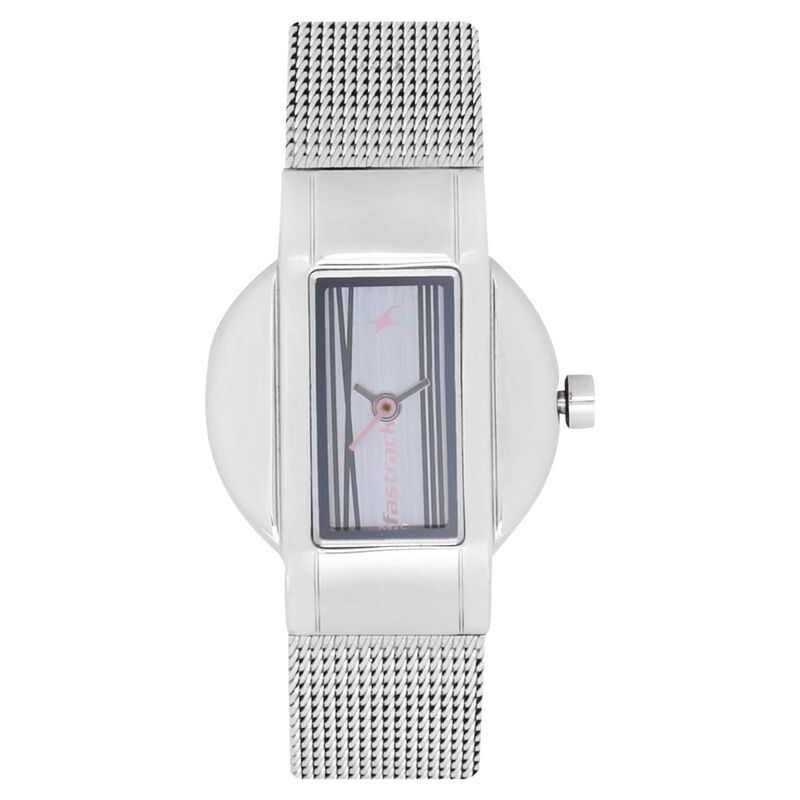 Fastrack Quartz Analog Silver Dial Stainless Steel Strap Watch for Girls