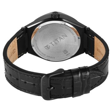 Titan Contour Analog with Small Second and Black Dial Black Leather Strap Watch for Men