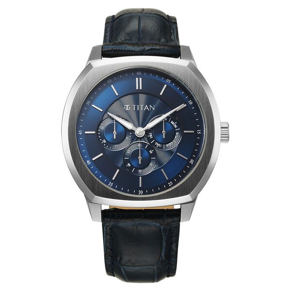 Titan Regalia Arc Analog with Day Date Second Subdial and Blue Dial Blue Leather Strap Watch for Men - image number 1