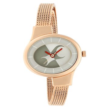 Fastrack Hitlist Quartz Analog Silver Dial Stainless Steel Strap Watch for Girls