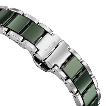 Titan Edge Melange Quartz Analog Green Dial Green Steel & Ceramic Strap Watch For Women
