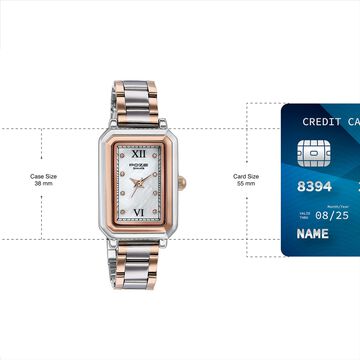 Sonata Poze Quartz Analog White Mother of Pearl Dial Two Toned Colour Stainless Steel Strap Watch For Women