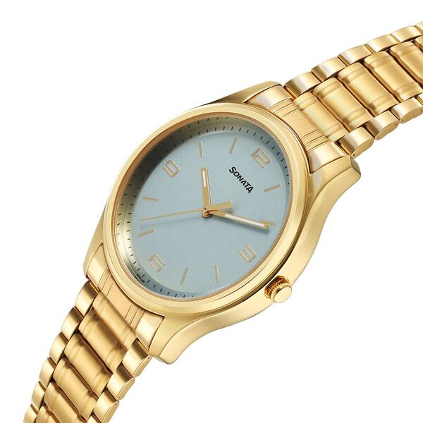 Sonata Traditional Essentials Quartz Analog Blue Dial Stainless Steel Strap Watch for Men - image number 2