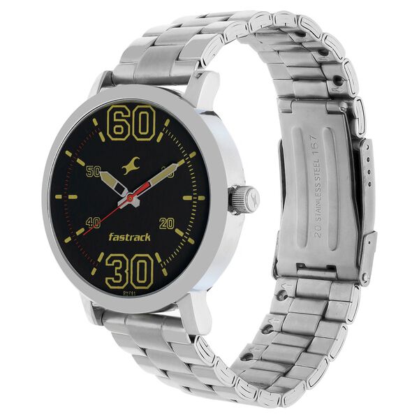 Fastrack Fundamentals Quartz Analog Black Dial Stainless Steel Strap Watch for Guys - image number 2