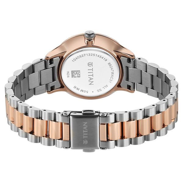 Titan Purple Prestige Quartz Analog with Date White Dial Brown Stainless Steel Strap Watch For Women - image number 5