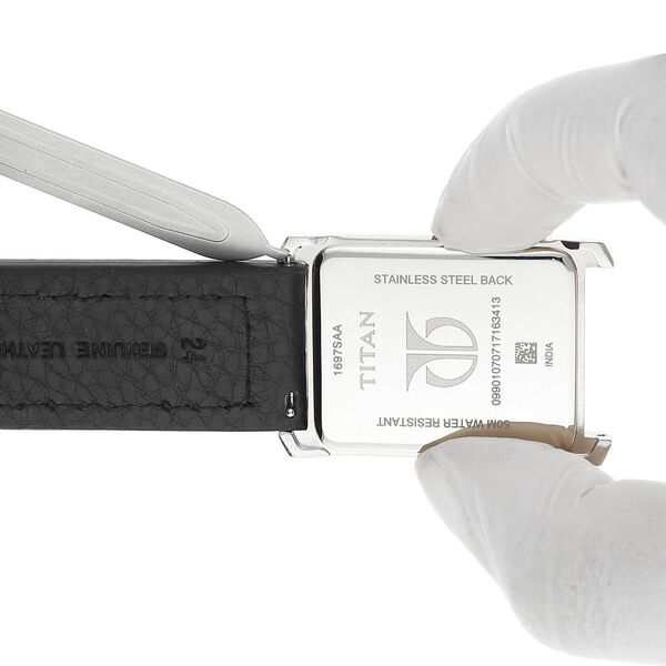 24 mm Black Genuine Leather Straps for Men - image number 6