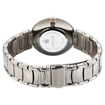 Titan Aura Quartz Analog Titanium Dial With Titanium Stainless Steel Strap Watch for Women