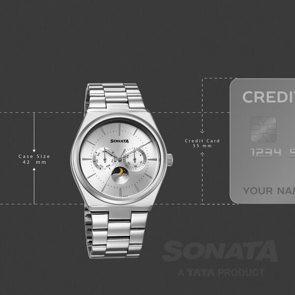Sonata Festive Quartz Analog Silver Dial Metal Strap Watch For Men - image number 3
