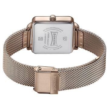 Sonata Quartz Analog White Dial Rose Gold Stainless Steel Strap Watch For Women