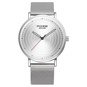 Poze by Sonata Quartz Analog Silver Dial Stainless Steel Strap Watch for Men