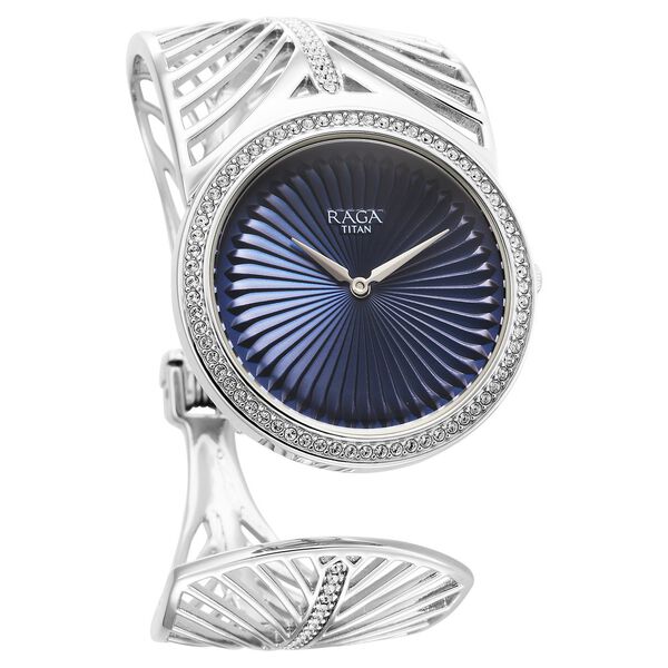 Titan Raga Silver Quartz Analog Blue Dial With Sterling Silver Metal Strap And Case Watch For Women (Small) - image number 2