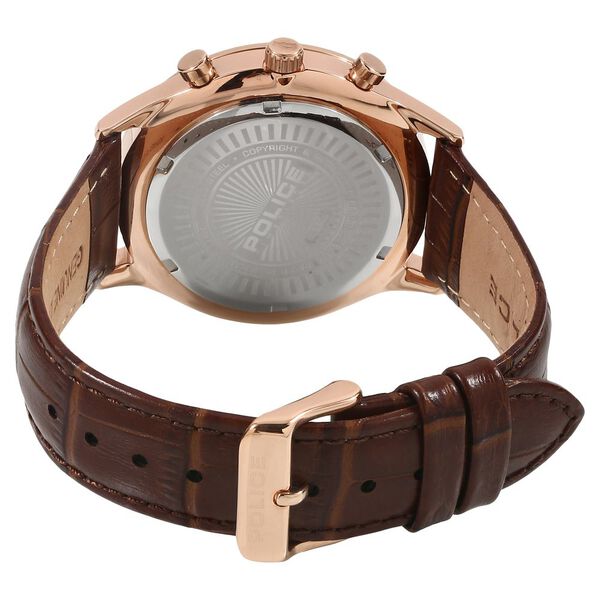 Police Quartz Chronograph Grey Dial Leather Strap Watch for Men - image number 3