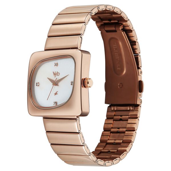 Vyb Diva By Fastrack Quartz Analog Mother of Pearl Dial Rose Gold Stainless Steel Strap Watch For Girls - image number 4